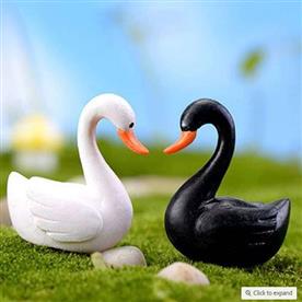 Love swan couple plastic miniature garden toys - 1 pair