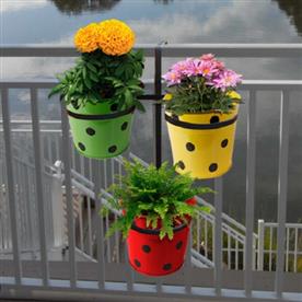 12 inch (30 cm) polka railing oval metal planter mix color