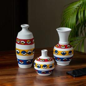 Warli painting ceramic pots - pack of 3