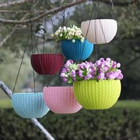 7.1 inch (18 cm) corsica no. 18 hanging round plastic pots (mix color) - pack of 6