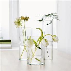 4 inch (10 cm) square glass vase (8 inch (20 cm) ht)