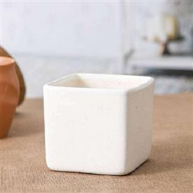 3.3 inch (8 cm) square box ceramic pot (white)