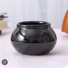 3 inch (8 cm) handi shape round ceramic pot (black)