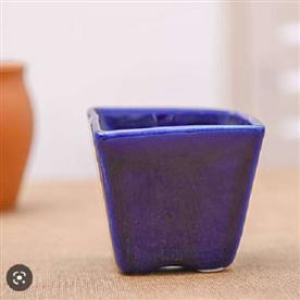 3 inch (8 cm) square cone ceramic pot (navy blue)