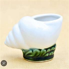 2.4 inch (6 cm) fancy shell ceramic pot (white)