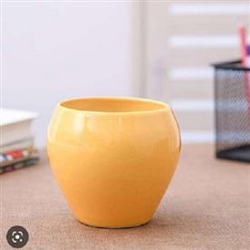 3.7 inch (9 cm) apple round ceramic pot (yellow)