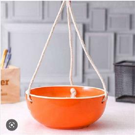 6.9 inch (18 cm) bowl hanging round ceramic pot (orange)