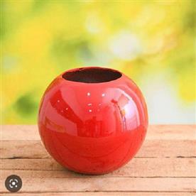 8 inch (20 cm) sml-002 round fiberglass planter (red)