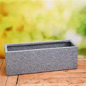 15 inch (38 cm) sml-010 stone finish wall mounted rectangle fiberglass planter (grey)