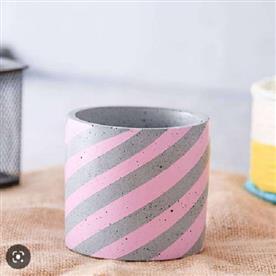 4 inch (10 cm) circlet grey concrete pot (rustic pink)
