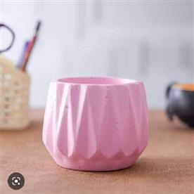 3.3 inch (8 cm) dholki concrete pot (pink)