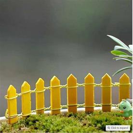 Wooden fence miniature garden toys (yellow) - 4 pieces