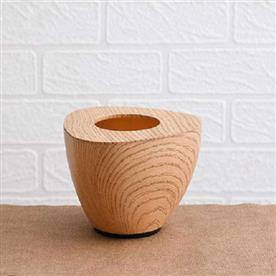 6 inch (15 cm) obtuse line wood finish triangle plastic planter (brown)