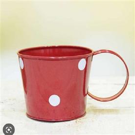 5 inch (13 cm) polka small round metal cup (red)