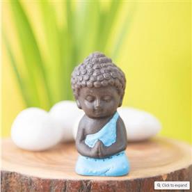 Praying buddha plastic miniature garden toy (blue, gloss finish) - 1 piece