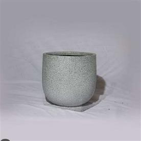 9 inch (23 cm) oth-11 stone finish round fiberglass planter (grey)