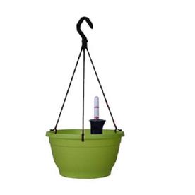 9.8 inch (25 cm) tuka no. 25 self watering hanging round plastic planter (green)