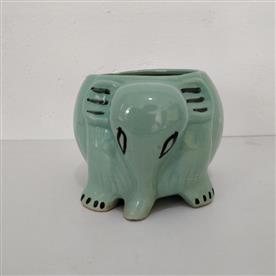 3.7 inch (9 cm) elephant shape marble finish ceramic pot 