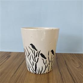 4 inch (12.1 cm) round ceramic pot (white)