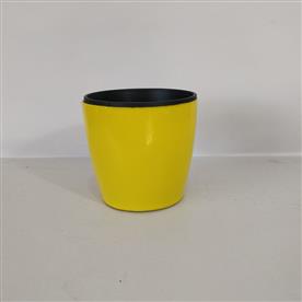 4 inch (10.5 cm) valencia 16 round plastic planter (yellow)